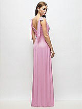 Alt View 4 Thumbnail - Powder Pink Plunge Neckline Bow Shoulder Empire Waist Chiffon Maxi Dress
