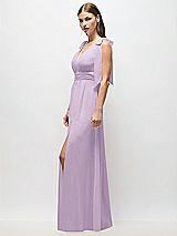 Alt View 3 Thumbnail - Pale Purple Plunge Neckline Bow Shoulder Empire Waist Chiffon Maxi Dress