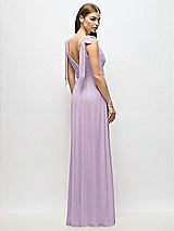 Alt View 4 Thumbnail - Pale Purple Plunge Neckline Bow Shoulder Empire Waist Chiffon Maxi Dress