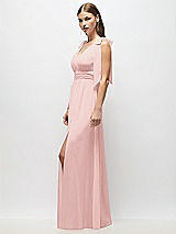 Alt View 3 Thumbnail - Rose Plunge Neckline Bow Shoulder Empire Waist Chiffon Maxi Dress