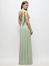 Alt View 4 Thumbnail - Sage Plunge Neckline Bow Shoulder Empire Waist Chiffon Maxi Dress