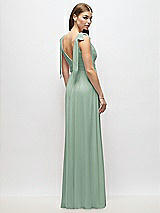 Alt View 4 Thumbnail - Seagrass Plunge Neckline Bow Shoulder Empire Waist Chiffon Maxi Dress