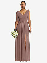 Alt View 1 Thumbnail - Sienna Plunge Neckline Bow Shoulder Empire Waist Chiffon Maxi Dress