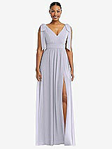 Front View Thumbnail - Silver Dove Plunge Neckline Bow Shoulder Empire Waist Chiffon Maxi Dress