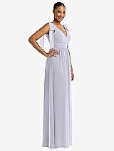 Side View Thumbnail - Silver Dove Plunge Neckline Bow Shoulder Empire Waist Chiffon Maxi Dress