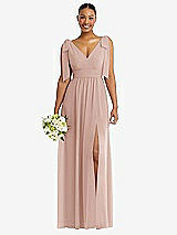 Alt View 1 Thumbnail - Toasted Sugar Plunge Neckline Bow Shoulder Empire Waist Chiffon Maxi Dress