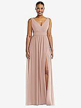 Alt View 2 Thumbnail - Toasted Sugar Plunge Neckline Bow Shoulder Empire Waist Chiffon Maxi Dress