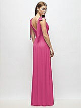 Alt View 4 Thumbnail - Tea Rose Plunge Neckline Bow Shoulder Empire Waist Chiffon Maxi Dress