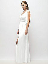 Alt View 3 Thumbnail - White Plunge Neckline Bow Shoulder Empire Waist Chiffon Maxi Dress