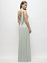 Alt View 4 Thumbnail - Willow Green Plunge Neckline Bow Shoulder Empire Waist Chiffon Maxi Dress