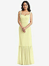 Alt View 1 Thumbnail - Butter Yellow Tie-Shoulder Bustier Bodice Ruffle-Hem Maxi Dress