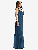 Side View Thumbnail - Dusk Blue Tie-Shoulder Bustier Bodice Ruffle-Hem Maxi Dress