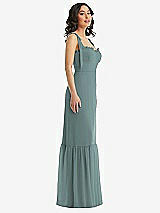 Side View Thumbnail - Icelandic Tie-Shoulder Bustier Bodice Ruffle-Hem Maxi Dress