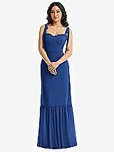 Alt View 2 Thumbnail - Classic Blue Tie-Shoulder Bustier Bodice Ruffle-Hem Maxi Dress