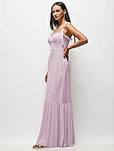 Alt View 4 Thumbnail - Suede Rose Tie-Shoulder Bustier Bodice Ruffle-Hem Maxi Dress