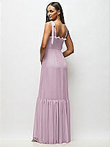 Alt View 5 Thumbnail - Suede Rose Tie-Shoulder Bustier Bodice Ruffle-Hem Maxi Dress