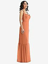 Side View Thumbnail - Sweet Melon Tie-Shoulder Bustier Bodice Ruffle-Hem Maxi Dress