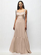 Alt View 3 Thumbnail - Topaz Tie-Shoulder Bustier Bodice Ruffle-Hem Maxi Dress