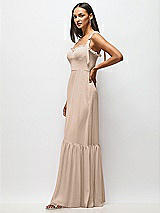 Alt View 4 Thumbnail - Topaz Tie-Shoulder Bustier Bodice Ruffle-Hem Maxi Dress