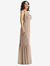 Side View Thumbnail - Topaz Tie-Shoulder Bustier Bodice Ruffle-Hem Maxi Dress