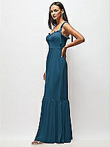 Alt View 4 Thumbnail - Atlantic Blue Tie-Shoulder Bustier Bodice Ruffle-Hem Maxi Dress