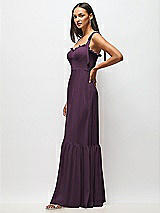 Alt View 4 Thumbnail - Aubergine Tie-Shoulder Bustier Bodice Ruffle-Hem Maxi Dress