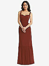 Alt View 1 Thumbnail - Auburn Moon Tie-Shoulder Bustier Bodice Ruffle-Hem Maxi Dress