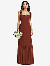 Front View Thumbnail - Auburn Moon Tie-Shoulder Bustier Bodice Ruffle-Hem Maxi Dress