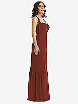 Side View Thumbnail - Auburn Moon Tie-Shoulder Bustier Bodice Ruffle-Hem Maxi Dress