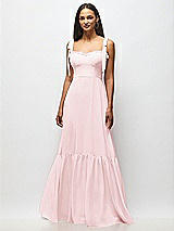 Alt View 3 Thumbnail - Ballet Pink Tie-Shoulder Bustier Bodice Ruffle-Hem Maxi Dress