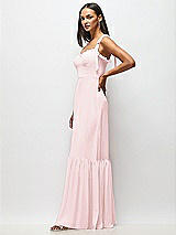 Alt View 4 Thumbnail - Ballet Pink Tie-Shoulder Bustier Bodice Ruffle-Hem Maxi Dress