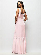 Alt View 5 Thumbnail - Ballet Pink Tie-Shoulder Bustier Bodice Ruffle-Hem Maxi Dress
