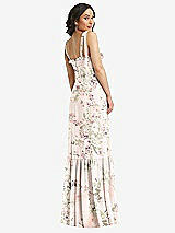 Rear View Thumbnail - Blush Garden Tie-Shoulder Bustier Bodice Ruffle-Hem Maxi Dress