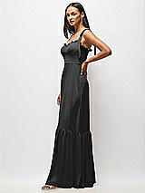 Alt View 4 Thumbnail - Black Tie-Shoulder Bustier Bodice Ruffle-Hem Maxi Dress