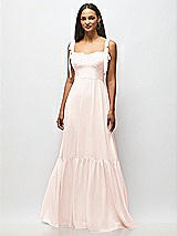 Alt View 3 Thumbnail - Blush Tie-Shoulder Bustier Bodice Ruffle-Hem Maxi Dress