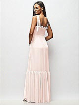 Alt View 5 Thumbnail - Blush Tie-Shoulder Bustier Bodice Ruffle-Hem Maxi Dress