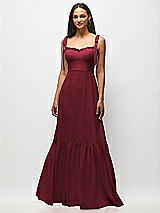 Alt View 3 Thumbnail - Cabernet Tie-Shoulder Bustier Bodice Ruffle-Hem Maxi Dress