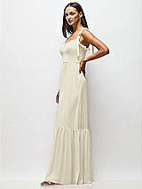 Alt View 4 Thumbnail - Champagne Tie-Shoulder Bustier Bodice Ruffle-Hem Maxi Dress