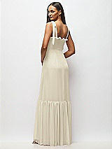 Alt View 5 Thumbnail - Champagne Tie-Shoulder Bustier Bodice Ruffle-Hem Maxi Dress