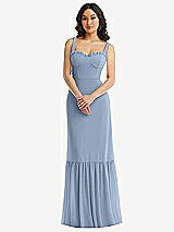 Alt View 1 Thumbnail - Cloudy Tie-Shoulder Bustier Bodice Ruffle-Hem Maxi Dress