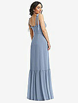 Rear View Thumbnail - Cloudy Tie-Shoulder Bustier Bodice Ruffle-Hem Maxi Dress