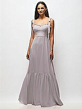 Alt View 3 Thumbnail - Cashmere Gray Tie-Shoulder Bustier Bodice Ruffle-Hem Maxi Dress