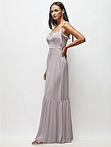 Alt View 4 Thumbnail - Cashmere Gray Tie-Shoulder Bustier Bodice Ruffle-Hem Maxi Dress