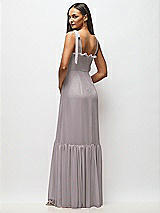 Alt View 5 Thumbnail - Cashmere Gray Tie-Shoulder Bustier Bodice Ruffle-Hem Maxi Dress