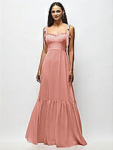 Alt View 3 Thumbnail - Desert Rose Tie-Shoulder Bustier Bodice Ruffle-Hem Maxi Dress
