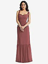 Alt View 2 Thumbnail - English Rose Tie-Shoulder Bustier Bodice Ruffle-Hem Maxi Dress