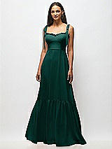 Alt View 3 Thumbnail - Evergreen Tie-Shoulder Bustier Bodice Ruffle-Hem Maxi Dress