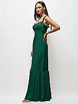 Alt View 4 Thumbnail - Hunter Green Tie-Shoulder Bustier Bodice Ruffle-Hem Maxi Dress