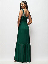 Alt View 5 Thumbnail - Hunter Green Tie-Shoulder Bustier Bodice Ruffle-Hem Maxi Dress