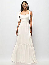 Alt View 3 Thumbnail - Ivory Tie-Shoulder Bustier Bodice Ruffle-Hem Maxi Dress